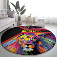 Angola Round Carpet with Multicolor Tribal Design and Vibrant Lion - Wonder Print Shop