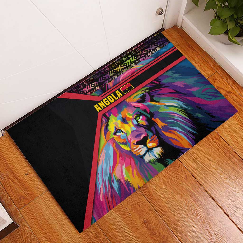 Angola Rubber Doormat with Multicolor Tribal Design and Vibrant Lion - Wonder Print Shop