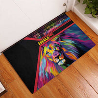 Angola Rubber Doormat with Multicolor Tribal Design and Vibrant Lion - Wonder Print Shop
