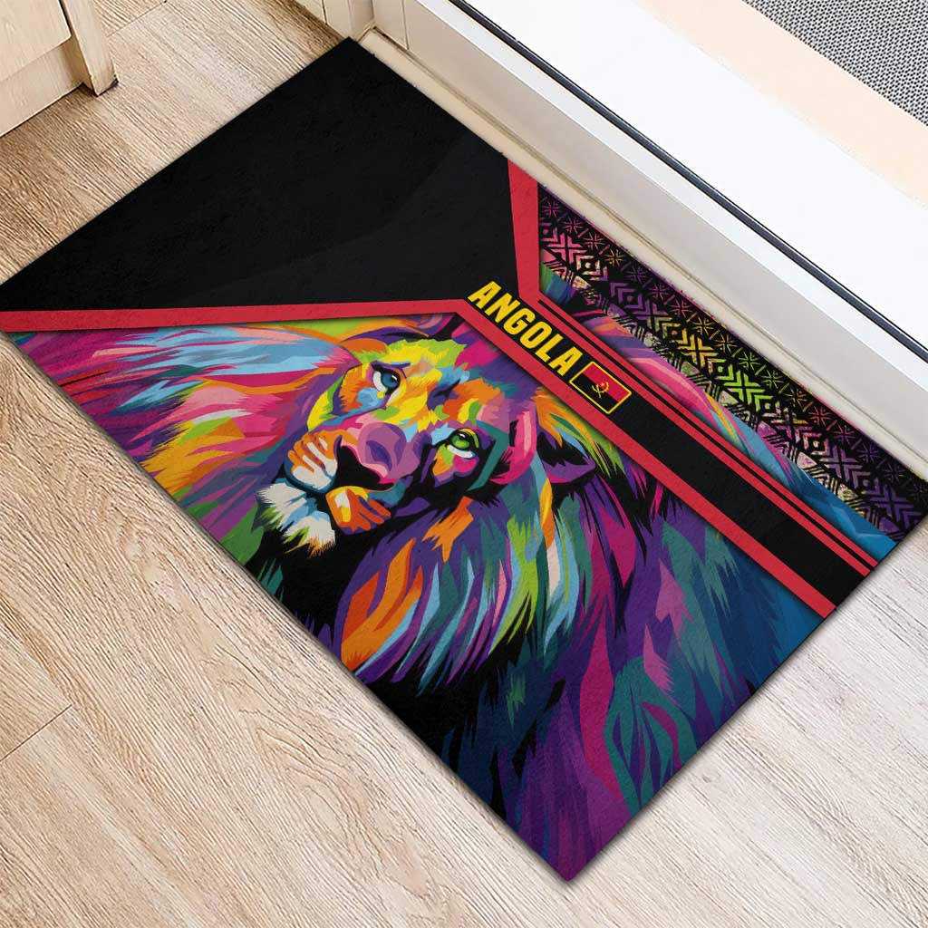 Angola Rubber Doormat with Multicolor Tribal Design and Vibrant Lion - Wonder Print Shop