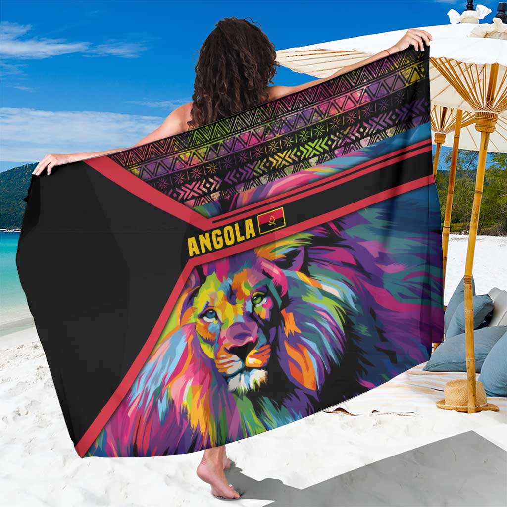 Angola Sarong with Multicolor Tribal Design and Vibrant Lion - Wonder Print Shop
