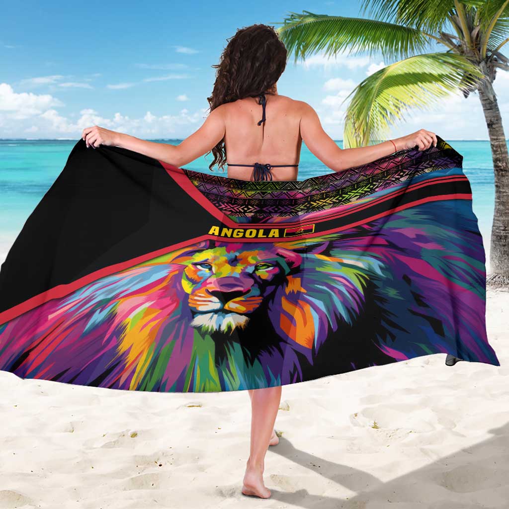 Angola Sarong with Multicolor Tribal Design and Vibrant Lion - Wonder Print Shop