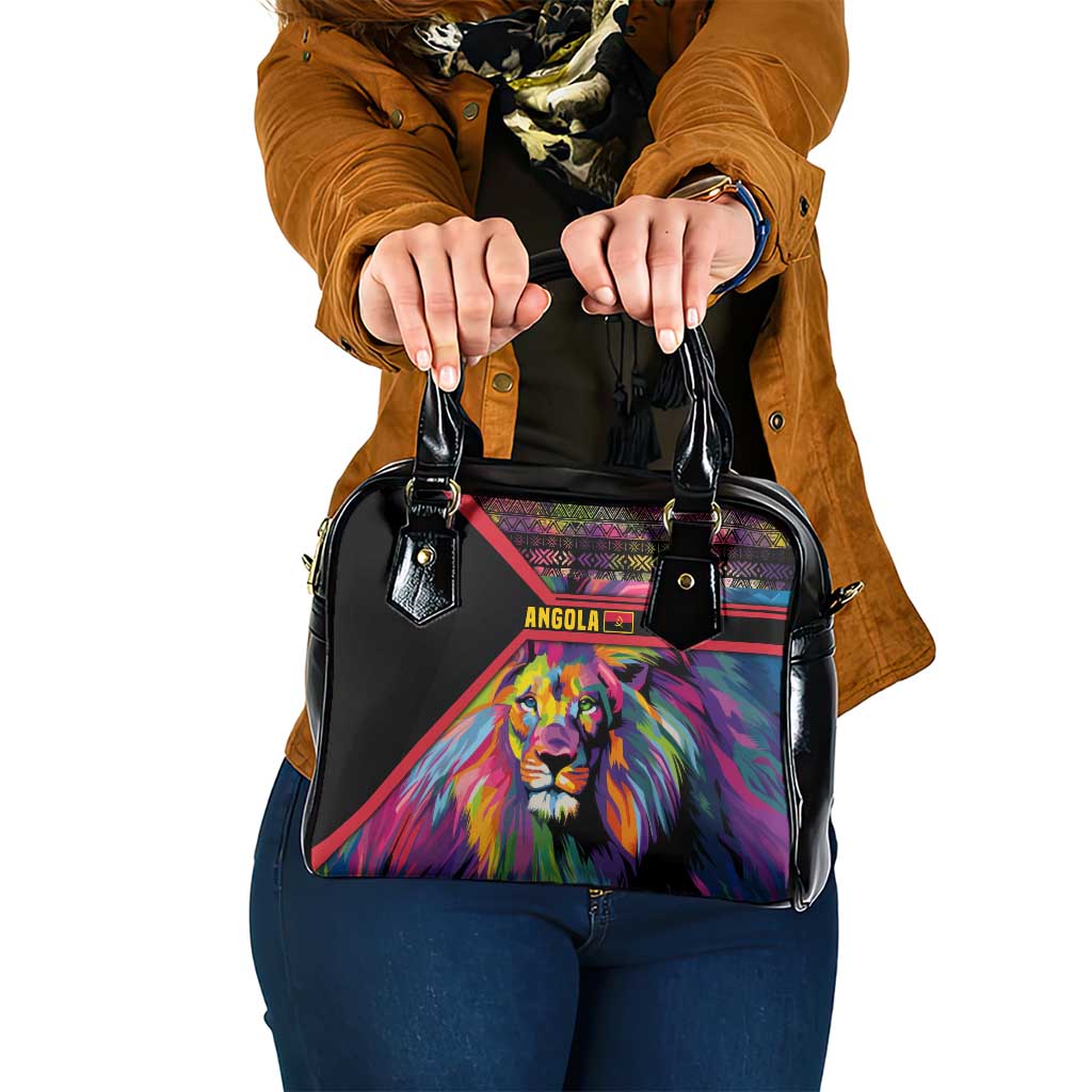 Angola Shoulder Handbag with Multicolor Tribal Design and Vibrant Lion - Wonder Print Shop