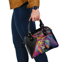 Angola Shoulder Handbag with Multicolor Tribal Design and Vibrant Lion - Wonder Print Shop