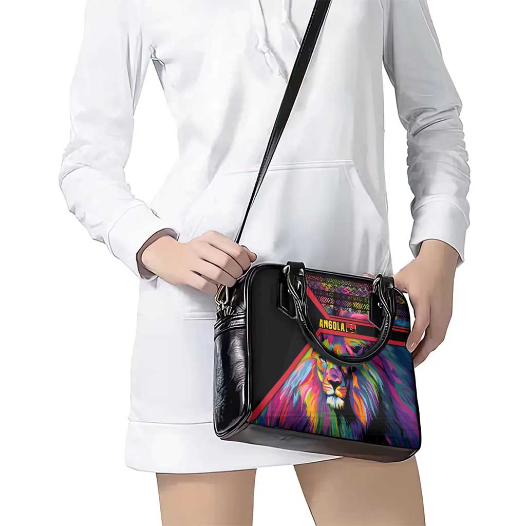 Angola Shoulder Handbag with Multicolor Tribal Design and Vibrant Lion - Wonder Print Shop