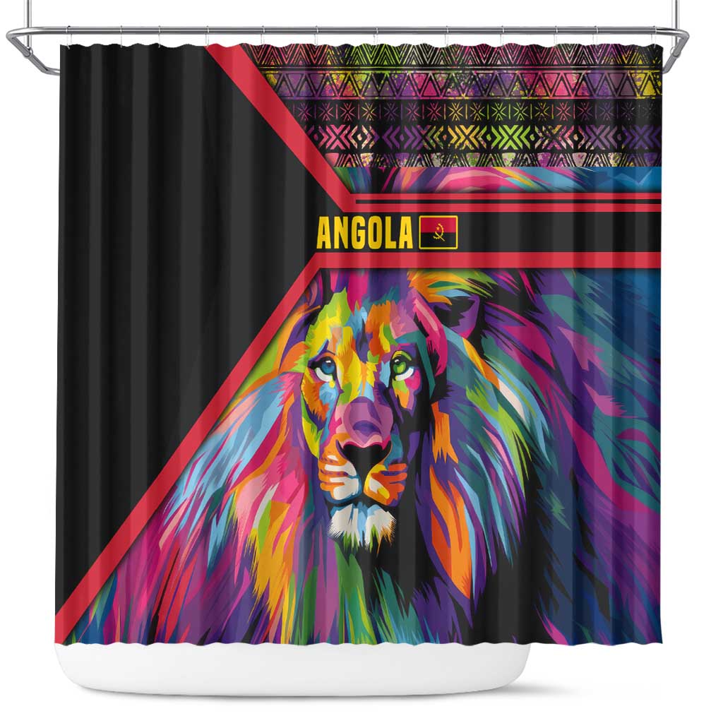 Angola Shower Curtain with Multicolor Tribal Design and Vibrant Lion - Wonder Print Shop