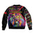 Angola Sleeve Zip Bomber Jacket with Multicolor Tribal Design and Vibrant Lion - Wonder Print Shop