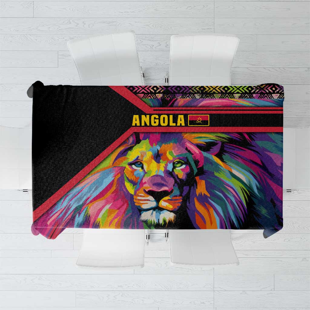 Angola Tablecloth with Multicolor Tribal Design and Vibrant Lion - Wonder Print Shop