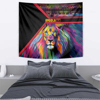 Angola Tapestry with Multicolor Tribal Design and Vibrant Lion - Wonder Print Shop
