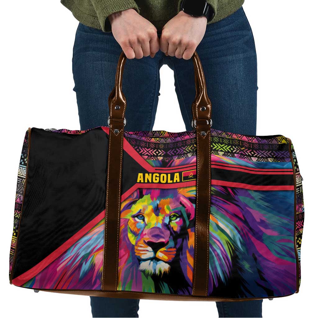 Angola Travel Bag with Multicolor Tribal Design and Vibrant Lion - Wonder Print Shop