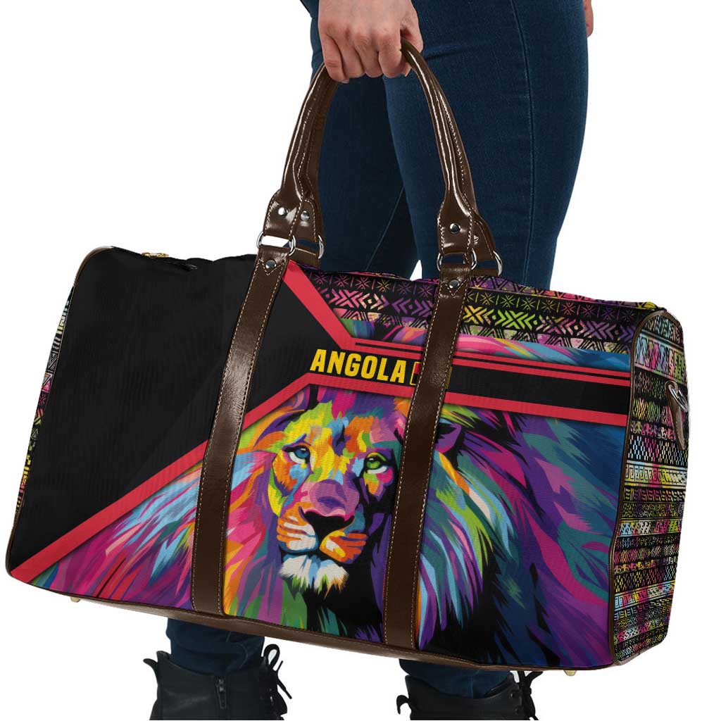 Angola Travel Bag with Multicolor Tribal Design and Vibrant Lion - Wonder Print Shop