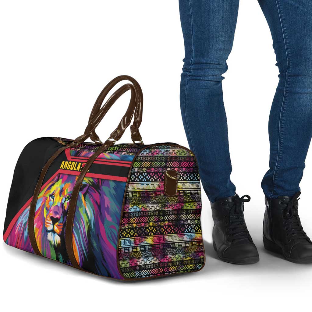 Angola Travel Bag with Multicolor Tribal Design and Vibrant Lion - Wonder Print Shop