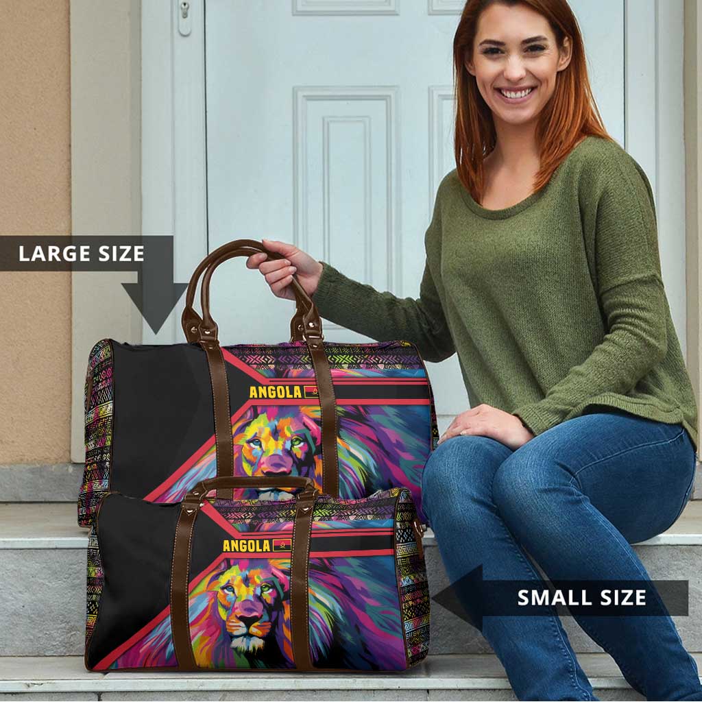 Angola Travel Bag with Multicolor Tribal Design and Vibrant Lion - Wonder Print Shop