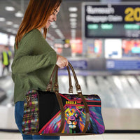 Angola Travel Bag with Multicolor Tribal Design and Vibrant Lion - Wonder Print Shop