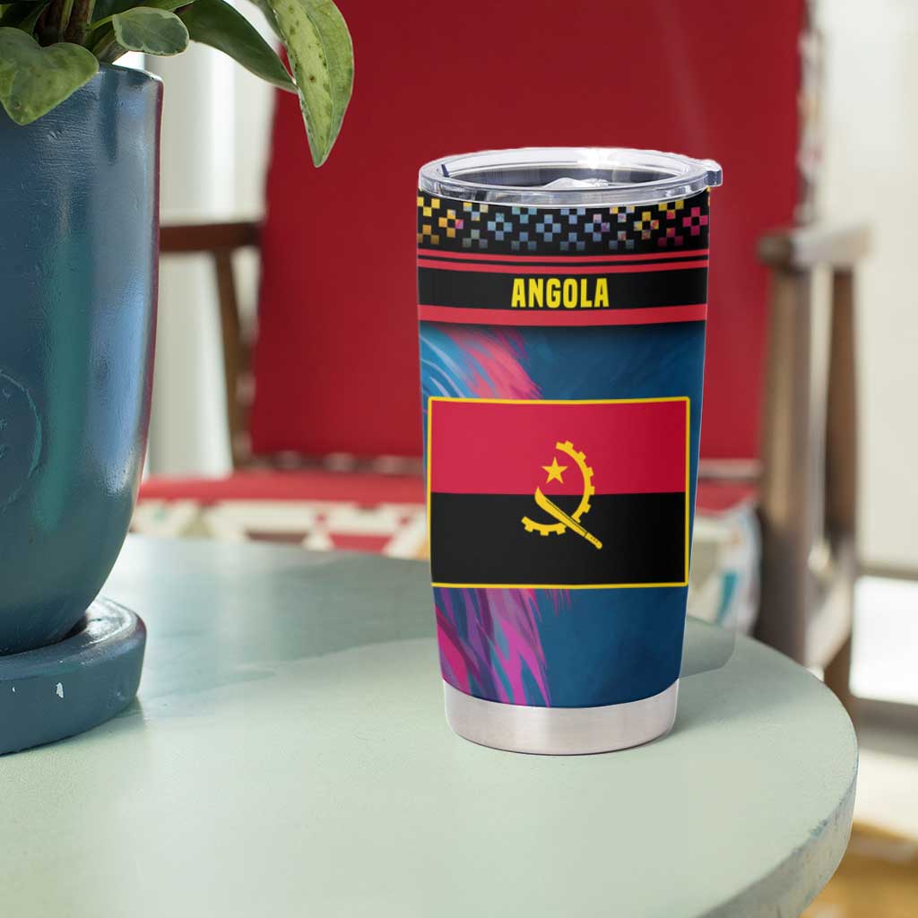Angola Tumbler Cup with Multicolor Tribal Design and Vibrant Lion - Wonder Print Shop