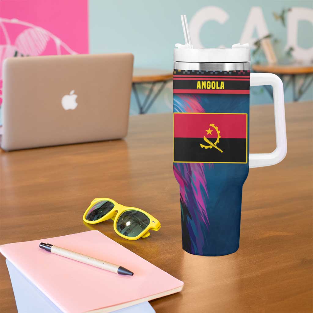 Angola Tumbler With Handle with Multicolor Tribal Design and Vibrant Lion - Wonder Print Shop