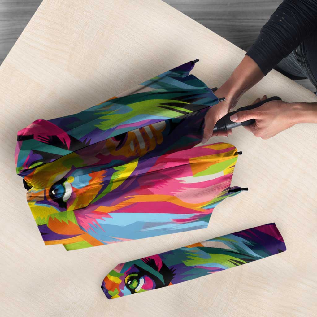 Angola Umbrella with Multicolor Tribal Design and Vibrant Lion - Wonder Print Shop
