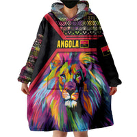 Angola Wearable Blanket Hoodie with Multicolor Tribal Design and Vibrant Lion - Wonder Print Shop