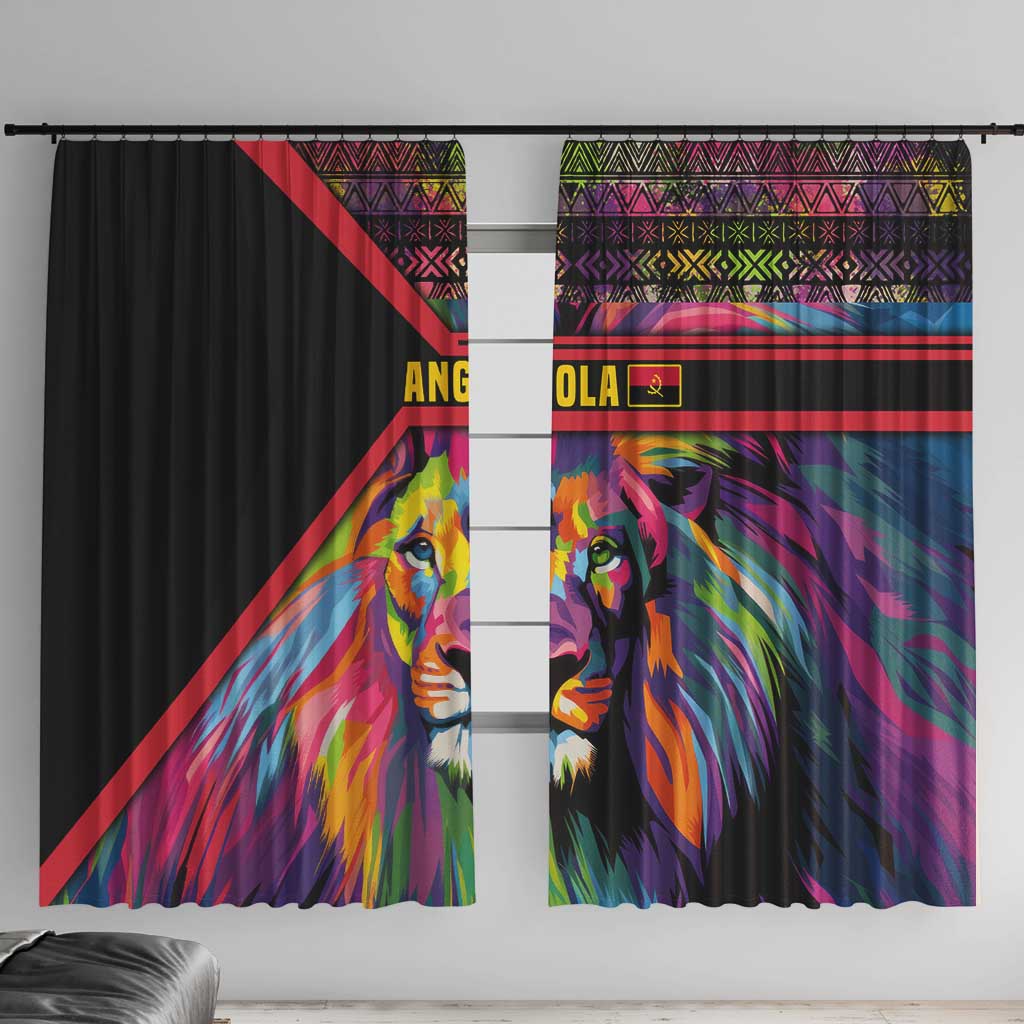 Angola Window Curtain with Multicolor Tribal Design and Vibrant Lion - Wonder Print Shop