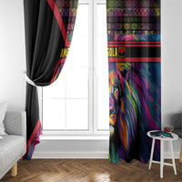 Angola Window Curtain with Multicolor Tribal Design and Vibrant Lion - Wonder Print Shop