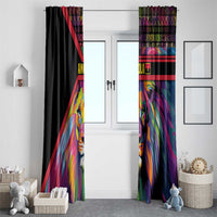 Angola Window Curtain with Multicolor Tribal Design and Vibrant Lion - Wonder Print Shop