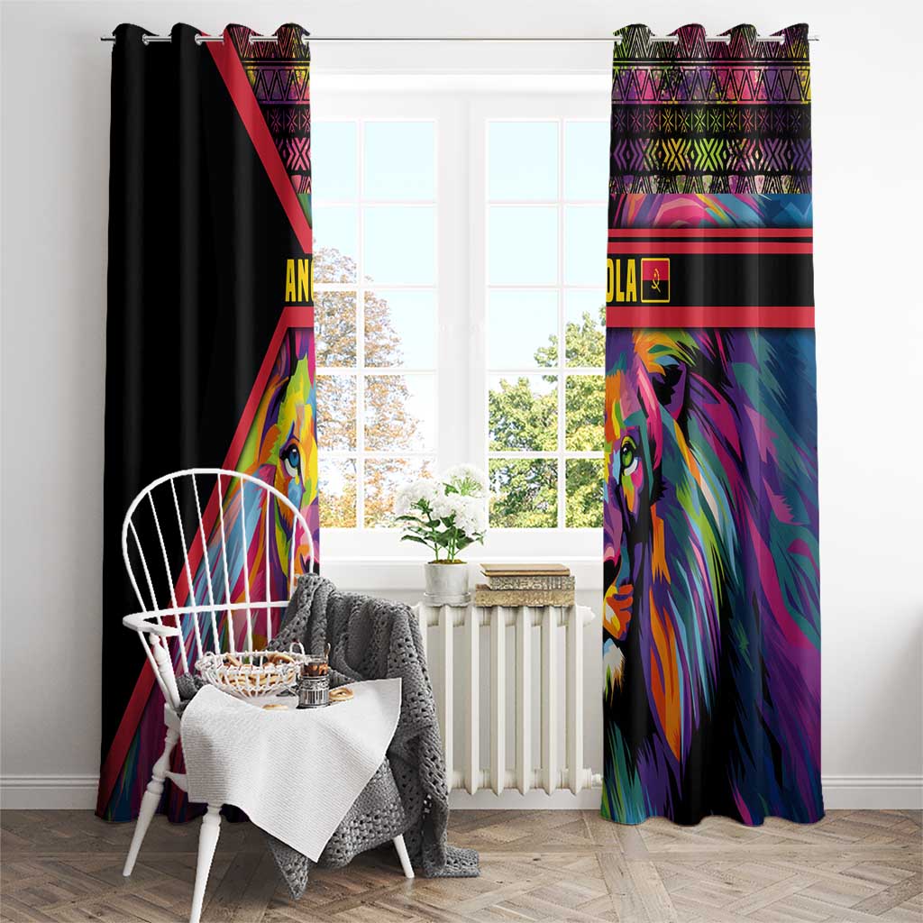 Angola Window Curtain with Multicolor Tribal Design and Vibrant Lion - Wonder Print Shop