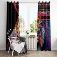 Angola Window Curtain with Multicolor Tribal Design and Vibrant Lion - Wonder Print Shop