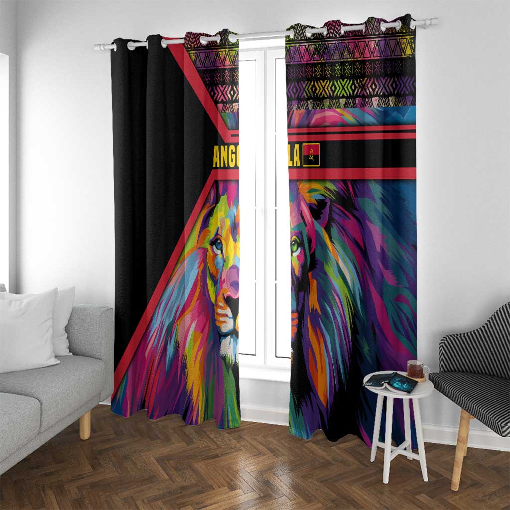 Angola Window Curtain with Multicolor Tribal Design and Vibrant Lion - Wonder Print Shop