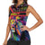 Angola Women Sleeveless Polo Shirt with Multicolor Tribal Design and Vibrant Lion - Wonder Print Shop