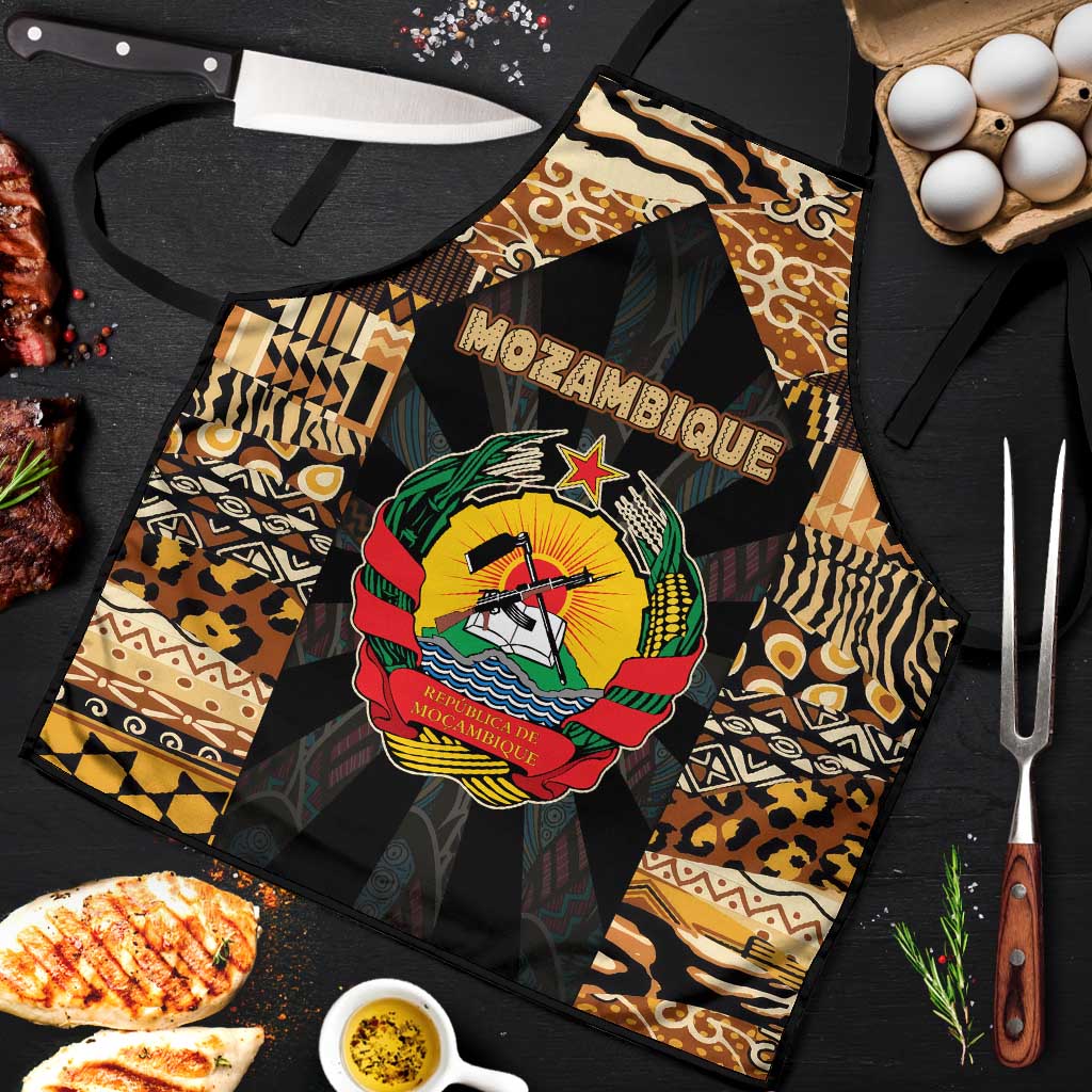 Mozambique Apron with Black Brown Tribal Design and National Emblem - Wonder Print Shop