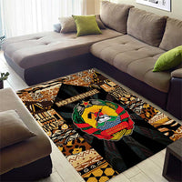 Mozambique Area Rug with Black Brown Tribal Design and National Emblem - Wonder Print Shop