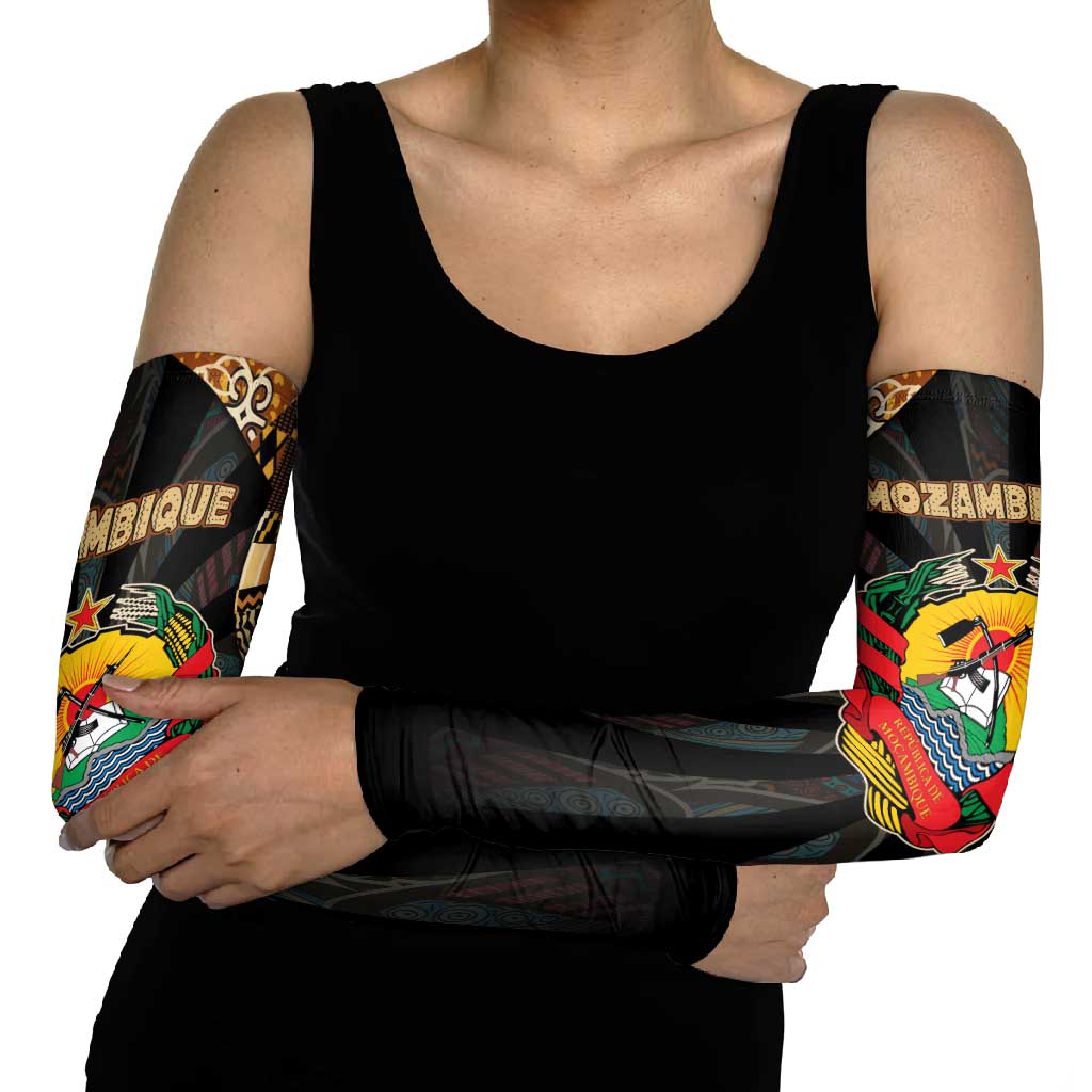 Mozambique Arm Sleeves with Black Brown Tribal Design and National Emblem - Wonder Print Shop