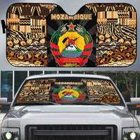 Mozambique Auto Sun Shade with Black Brown Tribal Design and National Emblem - Wonder Print Shop