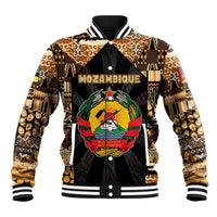 Mozambique Baseball Jacket with Black Brown Tribal Design and National Emblem - Wonder Print Shop