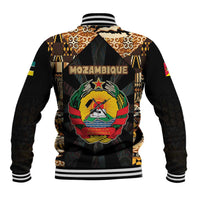 Mozambique Baseball Jacket with Black Brown Tribal Design and National Emblem - Wonder Print Shop