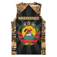 Mozambique Basketball Jersey with Black Brown Tribal Design and National Emblem - Wonder Print Shop