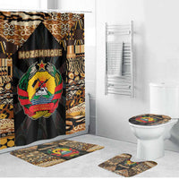 Mozambique Bathroom Set with Black Brown Tribal Design and National Emblem - Wonder Print Shop