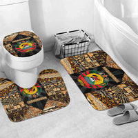 Mozambique Bathroom Set with Black Brown Tribal Design and National Emblem - Wonder Print Shop