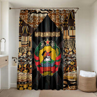 Mozambique Bathroom Set with Black Brown Tribal Design and National Emblem - Wonder Print Shop