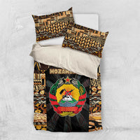Mozambique Bedding Set with Black Brown Tribal Design and National Emblem - Wonder Print Shop