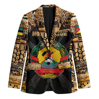 Mozambique Blazer with Black Brown Tribal Design and National Emblem - Wonder Print Shop