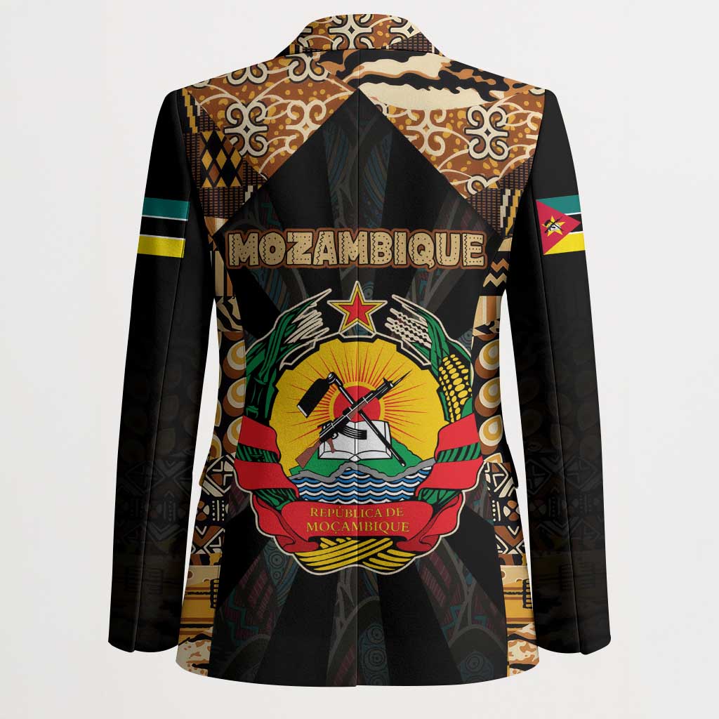 Mozambique Blazer with Black Brown Tribal Design and National Emblem - Wonder Print Shop