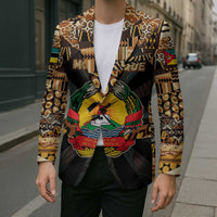 Mozambique Blazer with Black Brown Tribal Design and National Emblem - Wonder Print Shop