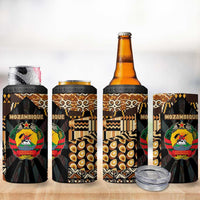 Mozambique 4 in 1 Can Cooler Tumbler with Black Brown Tribal Design and National Emblem - Wonder Print Shop