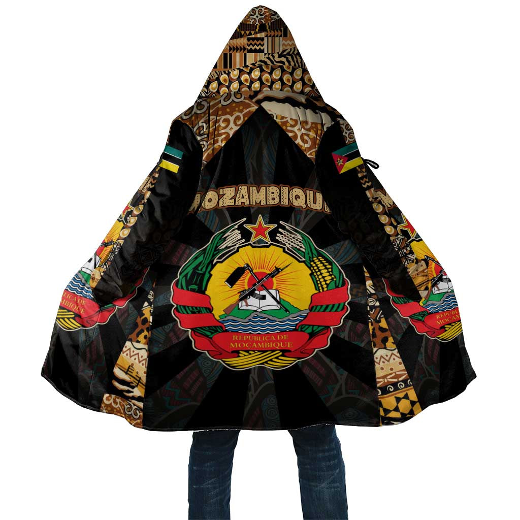 Mozambique Cloak with Black Brown Tribal Design and National Emblem - Wonder Print Shop