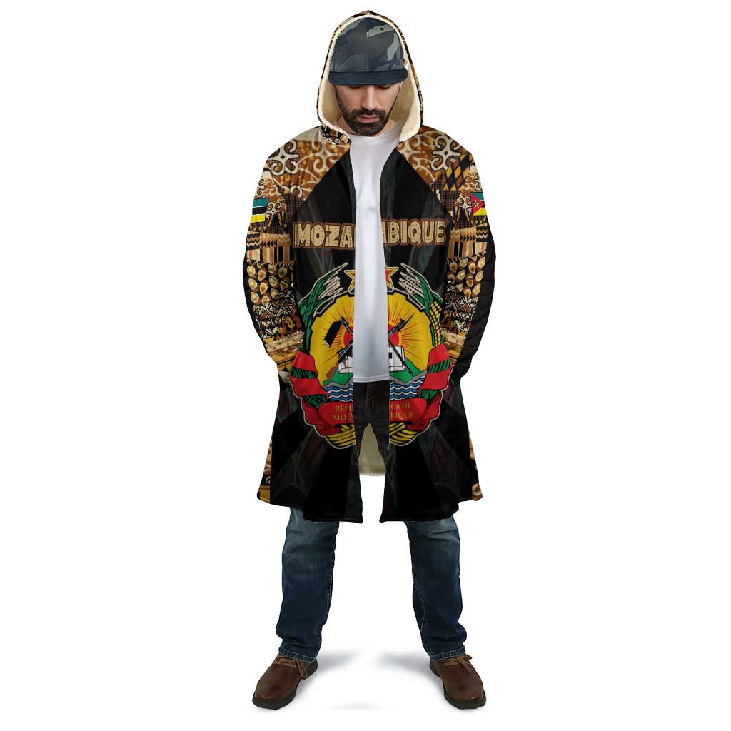 Mozambique Cloak with Black Brown Tribal Design and National Emblem - Wonder Print Shop