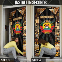 Mozambique Door Cover with Black Brown Tribal Design and National Emblem - Wonder Print Shop