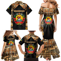 Mozambique Family Matching Mermaid Dress and Hawaiian Shirt with Black Brown Tribal Design and National Emblem - Wonder Print Shop