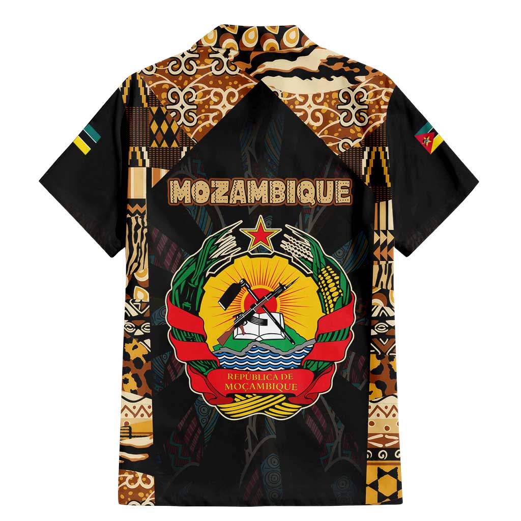 Mozambique Family Matching Mermaid Dress and Hawaiian Shirt with Black Brown Tribal Design and National Emblem - Wonder Print Shop
