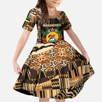 Mozambique Family Matching Off The Shoulder Long Sleeve Dress and Hawaiian Shirt with Black Brown Tribal Design and National Emblem - Wonder Print Shop